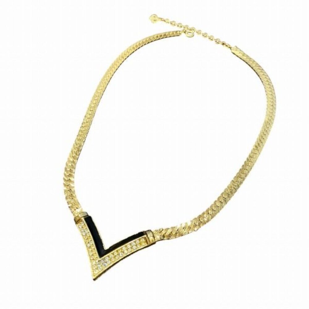 Dior Vintage V-shaped Rhinestone Necklace - Picture 3 of 9